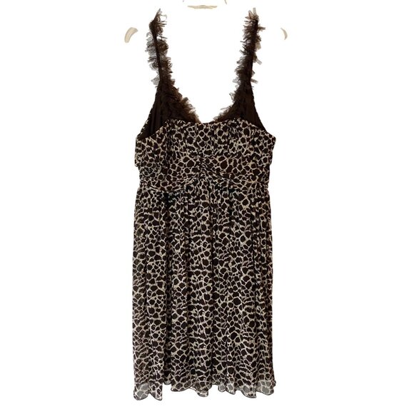 Lane Bryant Leopard Print Mini Dress V-Neck Ruffle Trim Sleeveless Size 16 - Picture 2 of 8